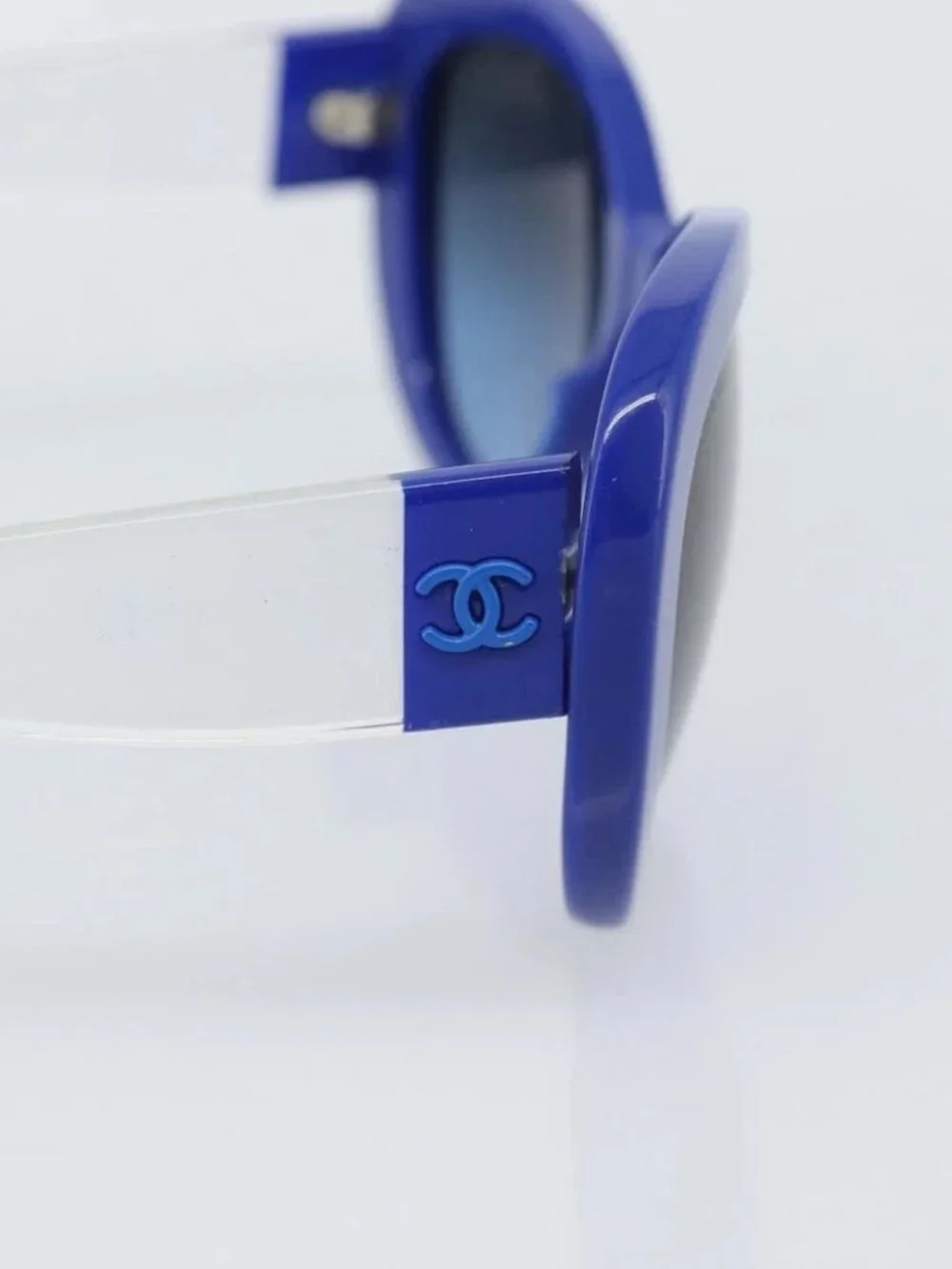 CHANEL Sunglasses Plastic Blue CC Auth BA13654